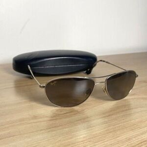 Maui Jim MJ245-17 Titanium Aviator Polarized Sunglasses 56-18-120